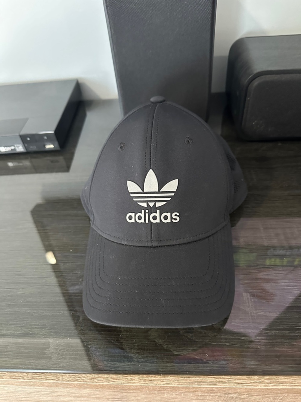 adidas Black Trefoil Logo Mesh-Back Cap